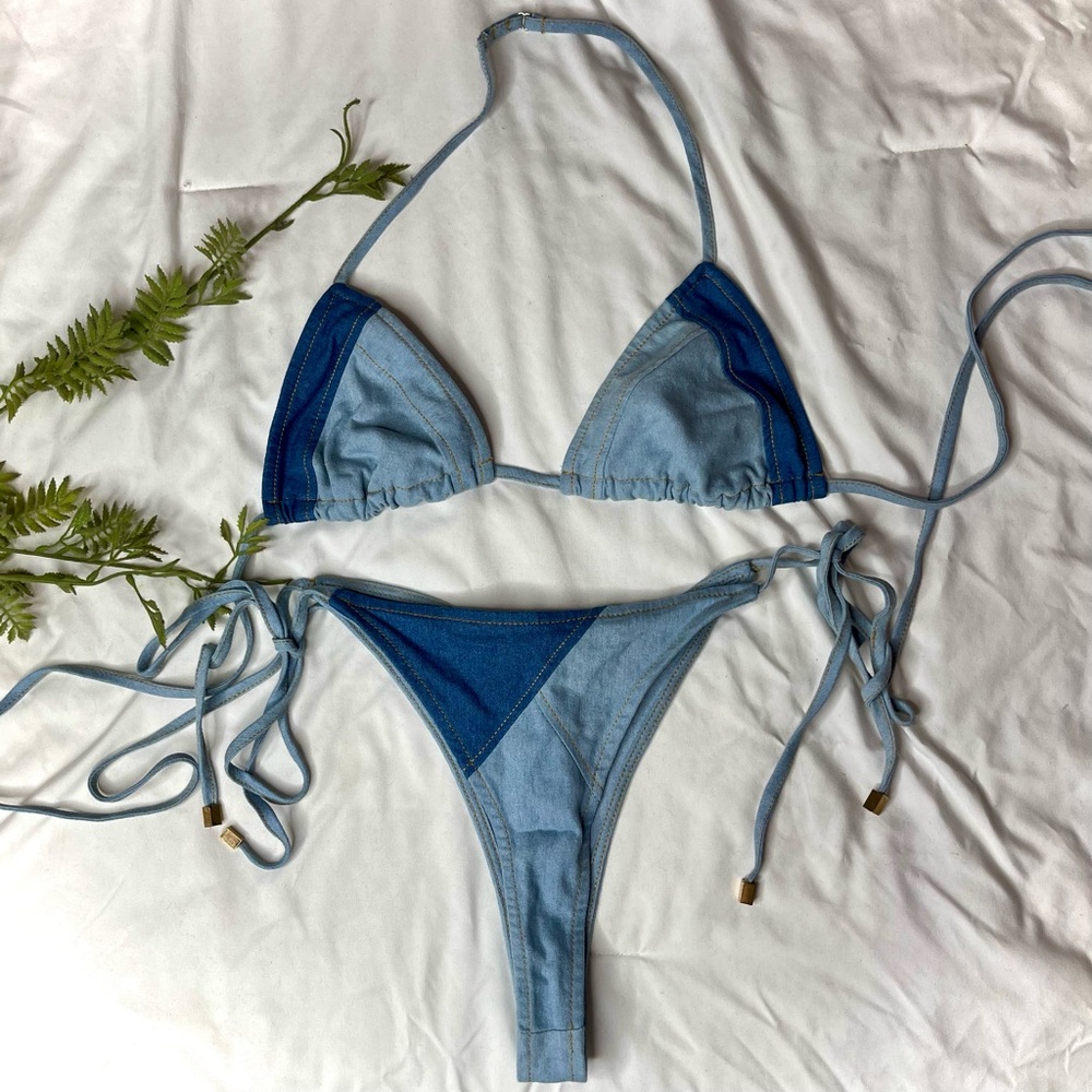 Denim 2 Piece Bikini - Denim (size large)